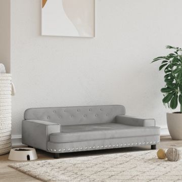 vidaXL Pat de câini, gri deschis, 90x53x30 cm, catifea