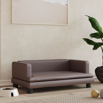 vidaXL Pat de câini, maro, 80x45x30 cm, piele ecologică