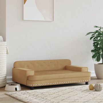 vidaXL Pat de câini, maro, 90x53x30 cm, catifea