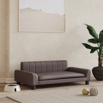 vidaXL Pat de câini, maro, 90x53x30 cm, piele ecologică