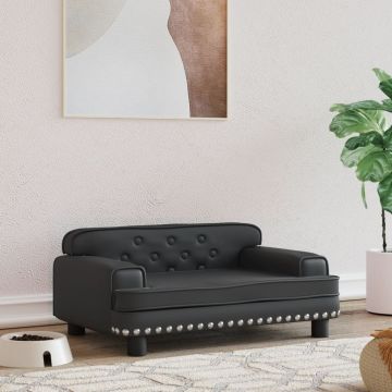 vidaXL Pat de câini, negru, 70x45x30 cm, piele ecologică