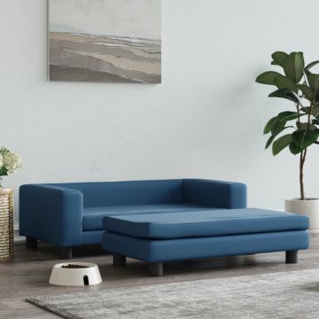 vidaXL Pat pentru câini cu extensie, albastru, 100x50x30 cm, catifea