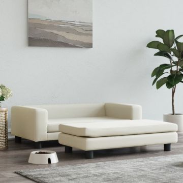 vidaXL Pat pentru câini cu extensie, crem, 100x50x30 cm, catifea