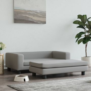 vidaXL Pat pentru câini cu extensie, gri deschis, 100x50x30 cm catifea