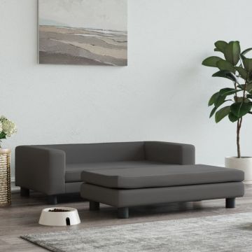 vidaXL Pat pentru câini cu extensie, gri închis, 100x50x30 cm, catifea