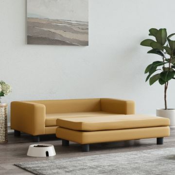 vidaXL Pat pentru câini cu extensie, maro, 100x50x30 cm, catifea