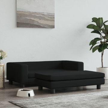 vidaXL Pat pentru câini cu extensie, negru, 100x50x30 cm, catifea