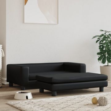 vidaXL Pat pentru câini cu extensie, negru, 100x50x30 cm, piele eco