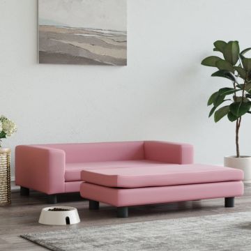 vidaXL Pat pentru câini cu extensie, roz, 100x50x30 cm, catifea