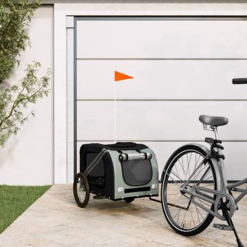 vidaXL Remorcă bicicletă pentru câini negru&gri țesătură Oxford&fier