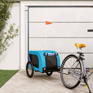 vidaXL Remorcă de bicicletă câini albastru&negru textil oxford&fier