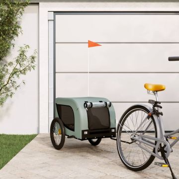 vidaXL Remorcă de bicicletă câini gri&negru textil oxford&fier