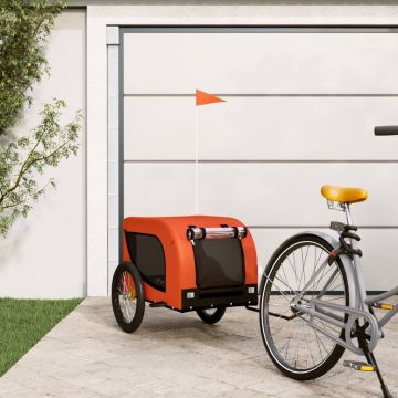 vidaXL Remorcă de bicicletă câini portocaliu&negru textil oxford&fier