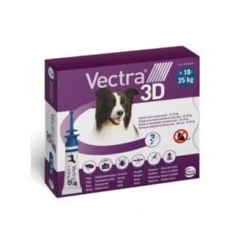 Antiparazitar extern pentru caini intre 10-25 kg Vectra 3D, 3 pipete, Ceva Sante