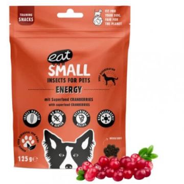 Energy Snack – Insecte si Merisoare pentru caini, 125 g, Eat Small