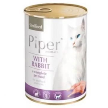 Hrana umeda cu iepure pentru pisici sterilizate, 400 g, Piper