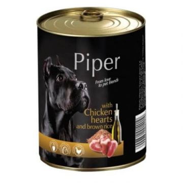 Hrana umeda pentru caini cu inimi de pui si orez brun Adult, 800 g, Piper