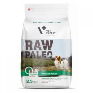 Hrana uscata cu curcan pentru caini rasa mica Raw Paleo, 2.5 Kg, VetExpert