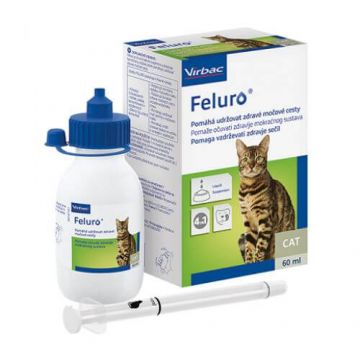 Solutie orala pentru mentinerea sanatatii tractului urinar la pisici Feluro Cat, 60 ml, Virbac