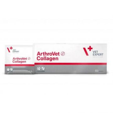 Supliment pentru functionarea normala a articulatiilor la caini si pisici ArthroVet Collagen II, 60 plicuri x 2.5 g, VetExpert