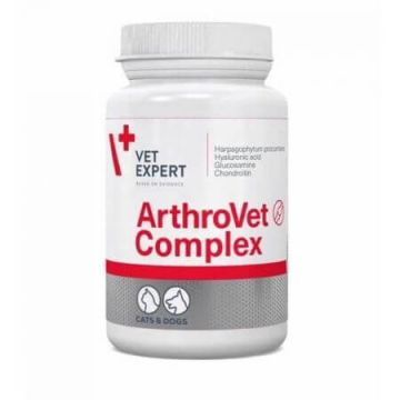 Supliment pentru functionarea normala a cartilajelor si articulatiilor la caini Arthrovet Complex, 60 tablete, VetExpert