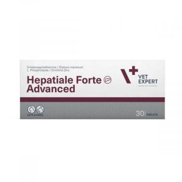 Supliment pentru intarirea functiilor hepatice la caini si pisici Hepatiale Forte Advanced, 30 tablete, VetExpert