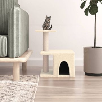 vidaXL Ansamblu de pisici cu stâlpi din funie de sisal, crem, 48 cm