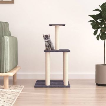 vidaXL Ansamblu de pisici, stâlpi din funie sisal, gri închis, 85,5 cm