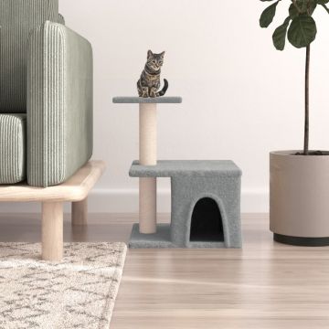 vidaXL Ansamblu pisici cu stâlpi din funie sisal, gri deschis, 48 cm