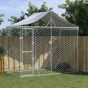 vidaXL Padoc de exterior&acoperiș argintiu 3x1,5x2,5 m oțel galvanizat