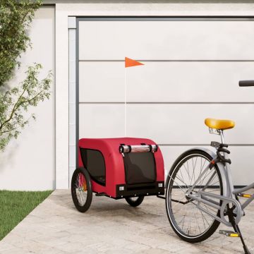 vidaXL Remorcă de bicicletă câini roșu&negru textil oxford&fier