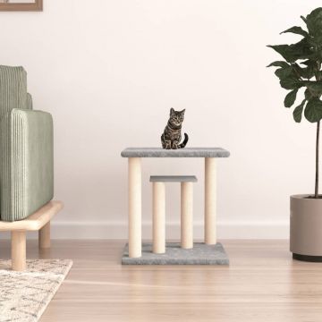 vidaXL Stâlpi de zgâriat pentru pisici cu platforme, gri deschis 50 cm