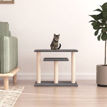 vidaXL Stâlpi zgâriat pentru pisici cu platforme, gri închis, 62,5 cm