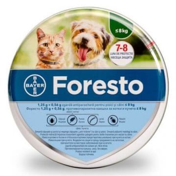 Zgarda antiparazitara pentru pisici si caini de talie mica Foresto Collar, 1 bucata, Bayer Vet