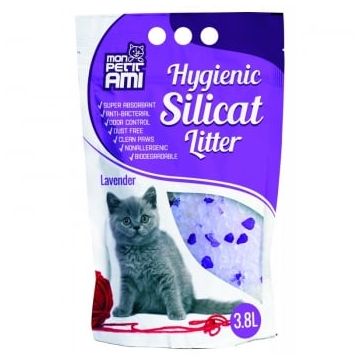 Asternut Igienic Mon Petit Ami Silicat Lavanda, 3.8 L, Pachet 8 bucăți