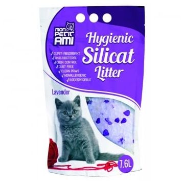 Asternut Igienic Mon Petit Ami Silicat Lavanda, 7.6 L, Pachet 4 Bucăți