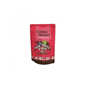 DOLINA NOTECI Superfood hrană umedă pentru pisici, cu vită și căprioară 85g