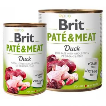 Hrana cu rata pentru caini Pate & Meat, 800 g, Brit