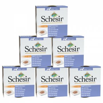 Pachet conserve Caini Schesir Adult Small Ton si Mazare 6x85g