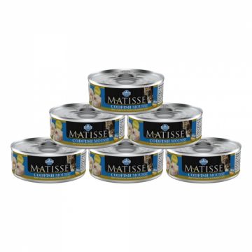 PACHET MATISSE PISICA MOUSSE PESTE COD, 85G - 6 BUC