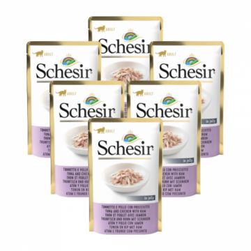 Pachet Schesir Cat Plic Ton,Pui si Sunca 6x85g
