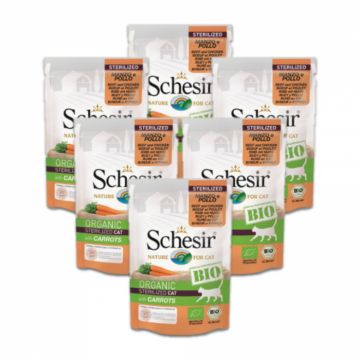 Pachet Schesir Cat Sterilised Plic Bio Vita si Pui 6x85g