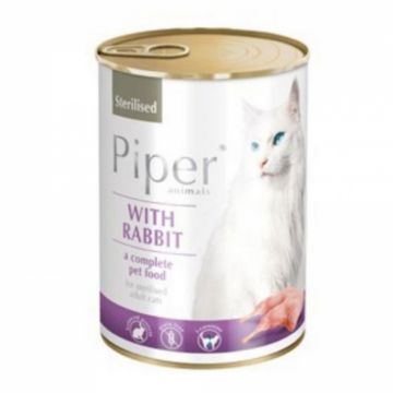 Piper Adult Pisica Sterilizat cu Iepure, Conserva 400g