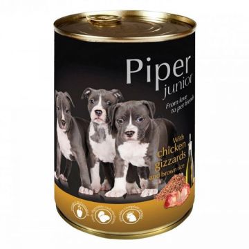 Piper Junior cu Stomac de Pui si Orez Brun, Conserva 400g
