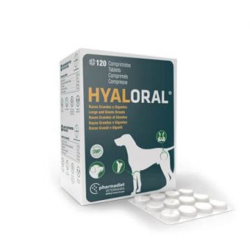 Supliment pentru caini de talie mare, 120 tablete, Hyaloral