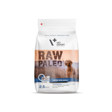VETEXPERT RAW PALEO Adult Large caini talie mare 2,5 kg curcan