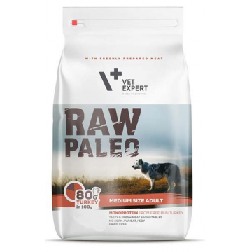 VETEXPERT RAW PALEO Adult Medium hrana caini adulti rasa medie 10 kg curcan