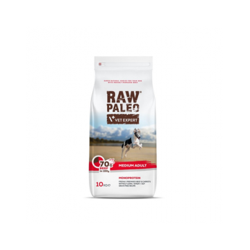 VETEXPERT Raw Paleo Beef Adult Medium 10 kg hrana cu vita, caini adulti rasa medie