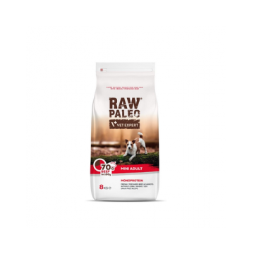 VETEXPERT Raw Paleo Beef Adult Mini 8 kg sac hrana caini adulti talie mica, cu vita