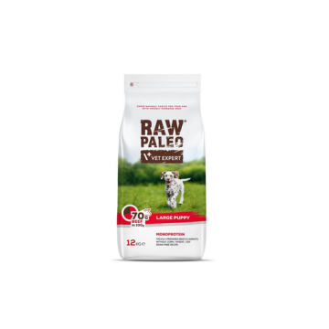 VETEXPERT Raw Paleo Beef Puppy Large 12 kg pentru catei rase mari, cu vita